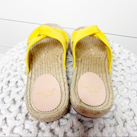 J.Crew Canvas Twisted Knot Espadrille Slip On Sandals Yellow Size 8M - Picture 4 of 6